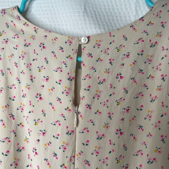 Madewell Microfloral Flutter Sleeve Mini Dress Cream Pink Size 0 - Picture 15 of 16